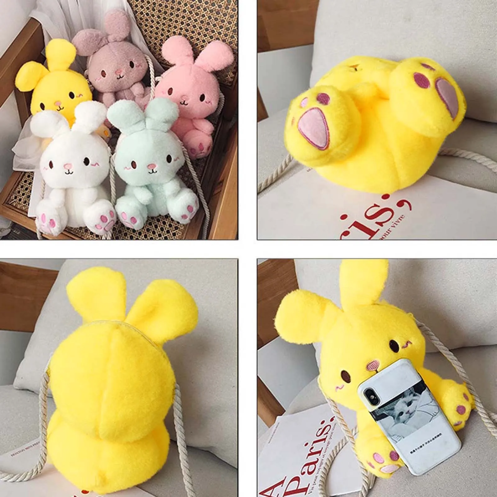 

Doll Creative Rabbit Shoulder Bag Phone Messenger Girl Ladies Cartoon Bag Cute Bag Black Purses for Women Shoulder Bag