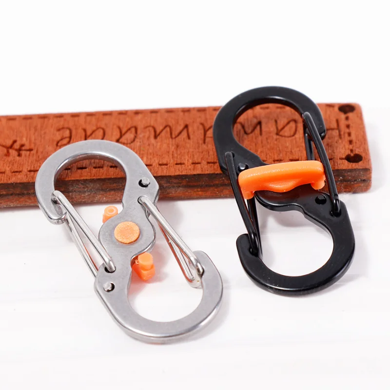 

Outdoor Camping S Type Carabiner with Lock Mini Keychain Hook Anti-Theft Backpack Buckle Key-Lock Tool Mountaineering 8 buckle