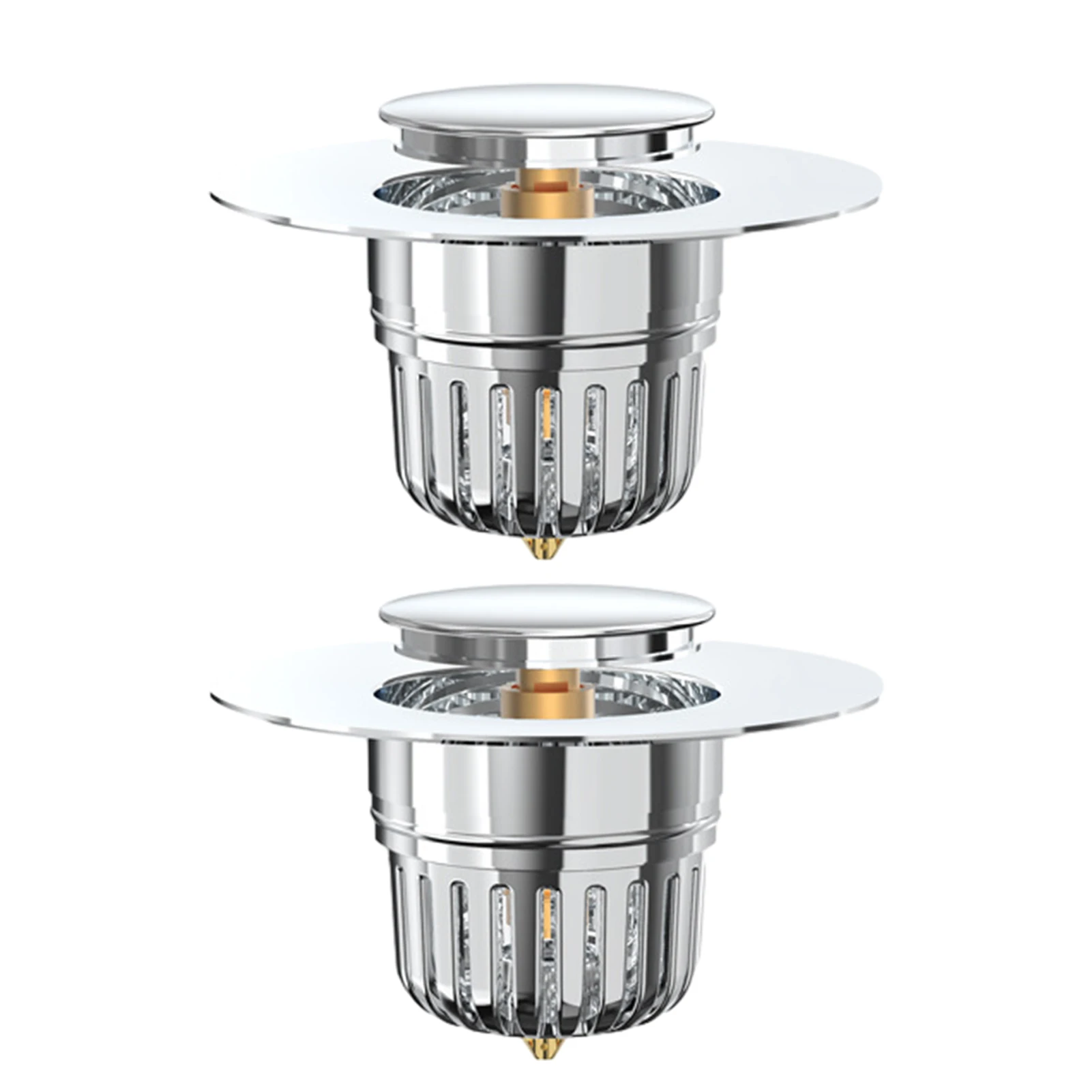

2pcs Drainer Shower Drain Hair Catcher Universal Reusable Kitchen Push Type With Filter Replacement Easy Install Copper Core