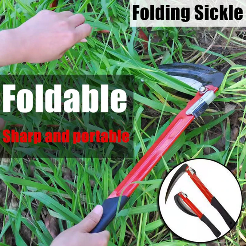 

Agricultural Folding Sickle Long Handle Cutting Wheat Lawn Mower Gardening Grass Weeding Knife Farm Scythe Sickle Garden Tools