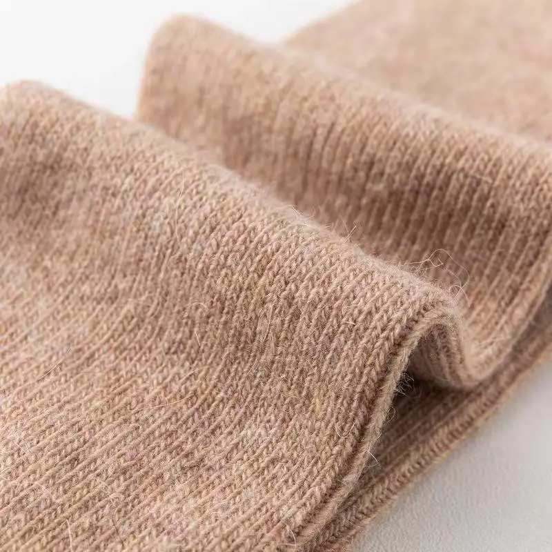 Foot Sock Women's Angora Wool Warm Thigh High Sock Foot Sock Three Bars Black JK High Yoga Autumn and Winter Long Socks