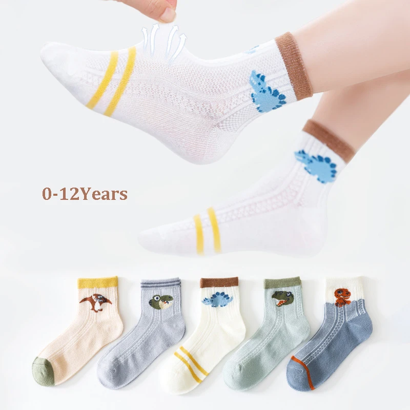 

5pairs/Lot Children's Summer Spring Socks Thin Fishnet Mesh Cotton Kids Socks Cartoon Letter Smile Toddler Baby Girls Boys Socks