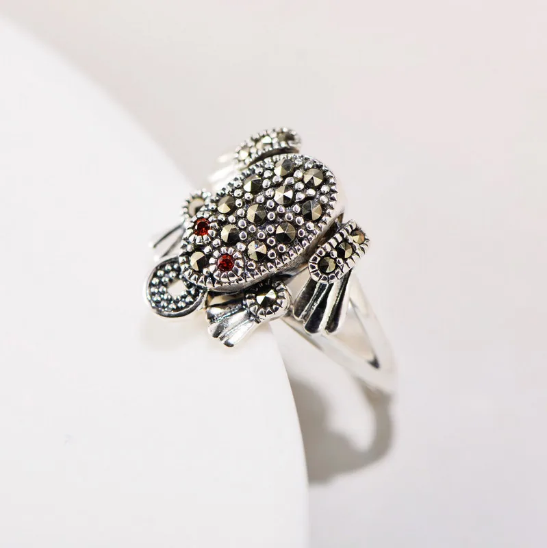 

Genuine/Original 925 Sterling Silver Ring For Women Zircon Toad Ethnic Style Silver Ring US Size 6-9