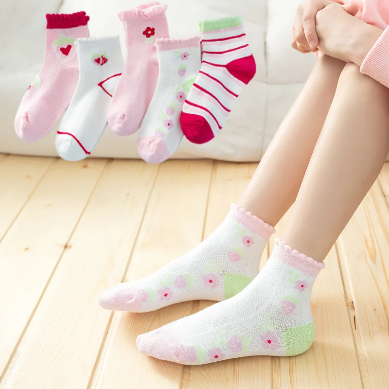 

5 пар, Детские теплые носки с цветами
