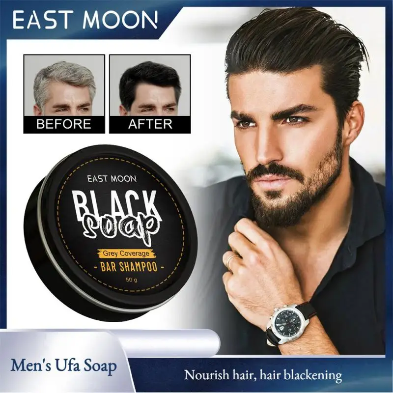 

1/2Pcs Men's Grey Coverage Bar Shampoo Hair Darkening Black Soap Anti Hair Loss Moisturizing Volumizing Shampoo Soap