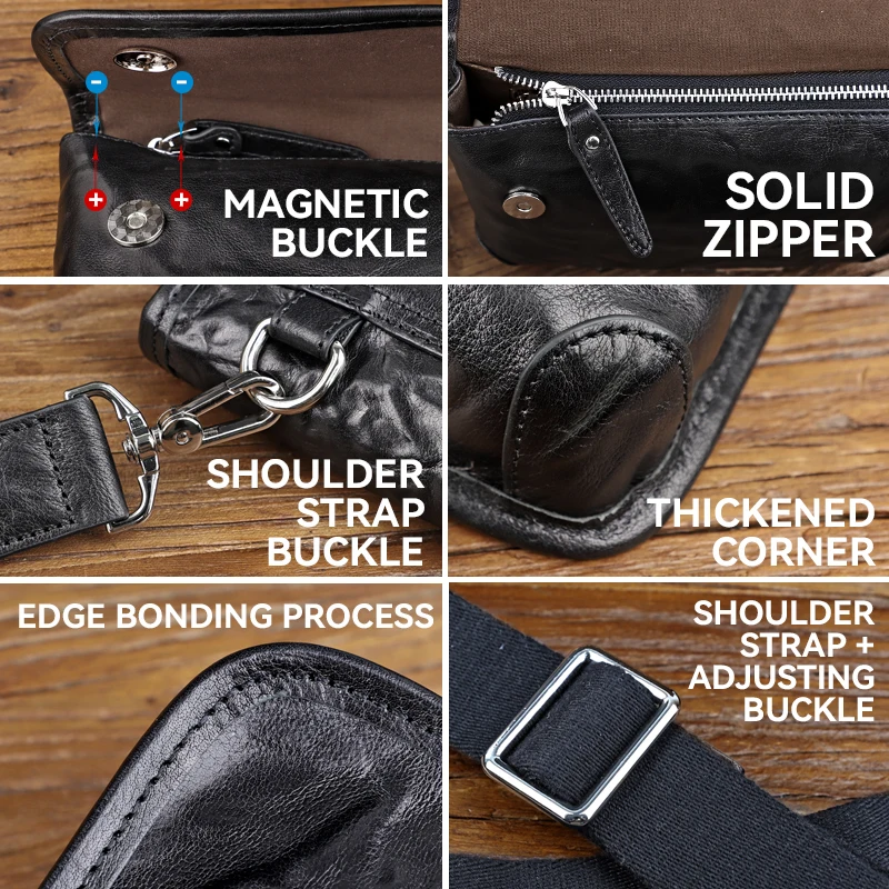 Large Capacity Business Chest Bags Fanny Pack Genuine Leather Waist Bags Chest Shoulder Bag For Men Casual Messenger Bag