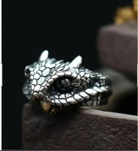 

Handmade 925 Silver Boa Snake Ring Mens Gift Solid Retro Adjustable