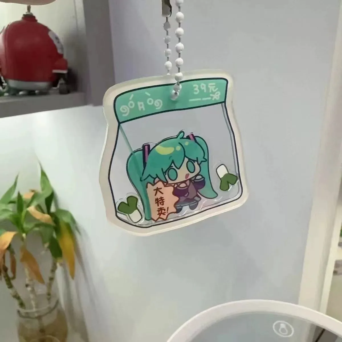Фото Новинка фигурка Хатсуне Мику из аниме «shake eat scallion Kawaii Q version» акриловая подвеска брелок модель игрушки косплей реквизит подарки №3