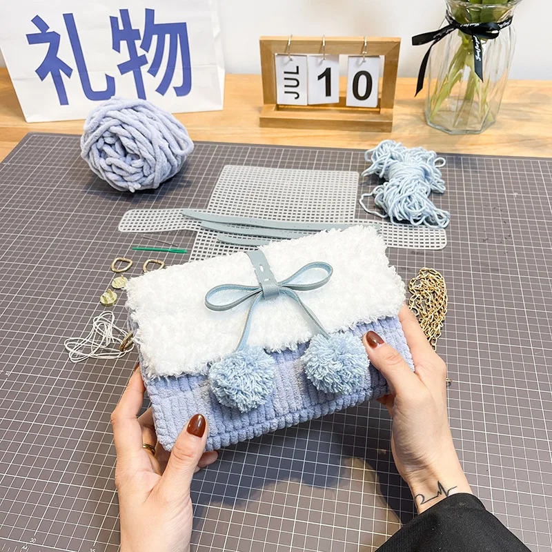 Женская сумка из сетчатой ткани шерстяная ручной работы с защелкой плетеные