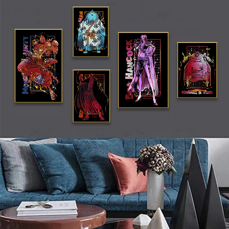 

Anime One Piece Canvas Painting Luffy Zoro Character Poster and Picture Wall Art Prints Suitable for Kids Room Wall Decor Murals