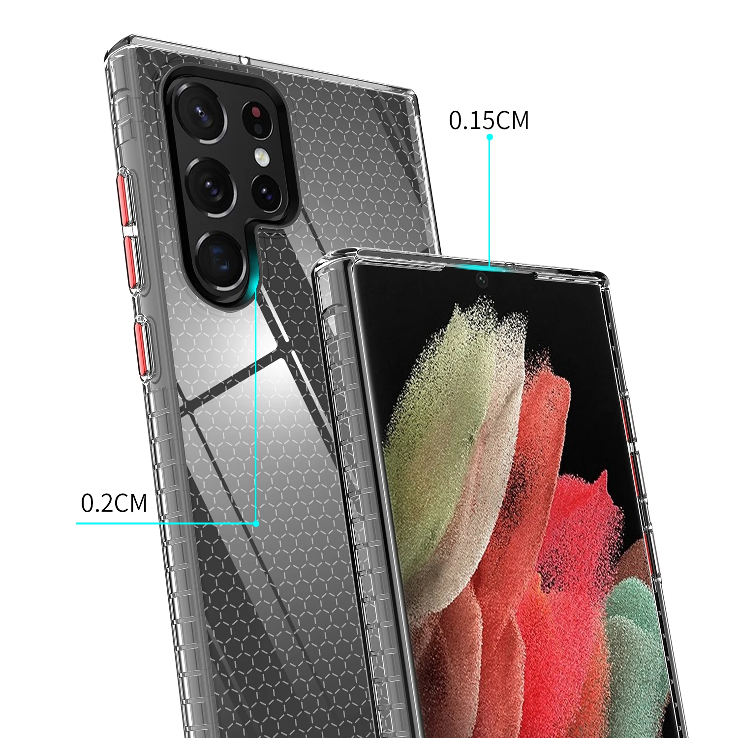 Clear TPU Case for Samsung Galaxy S23 Plus S22 S21 S20 Ultra Note 20 Honeycomb Crystal Slim Shell Bumper Protection Back Cover