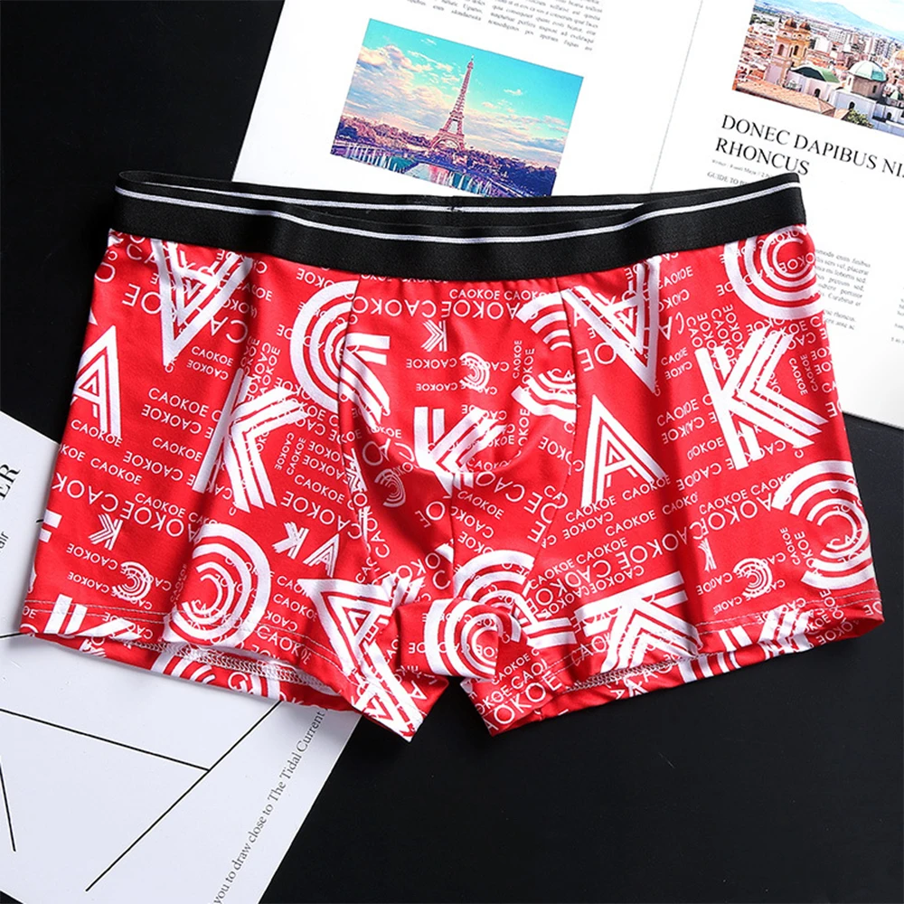 

Men's Boxer Briefs Printed Underwear Bulge Pouch Shorts Breathable Pants Sexy Summer Knickers Comfortable Lingerie