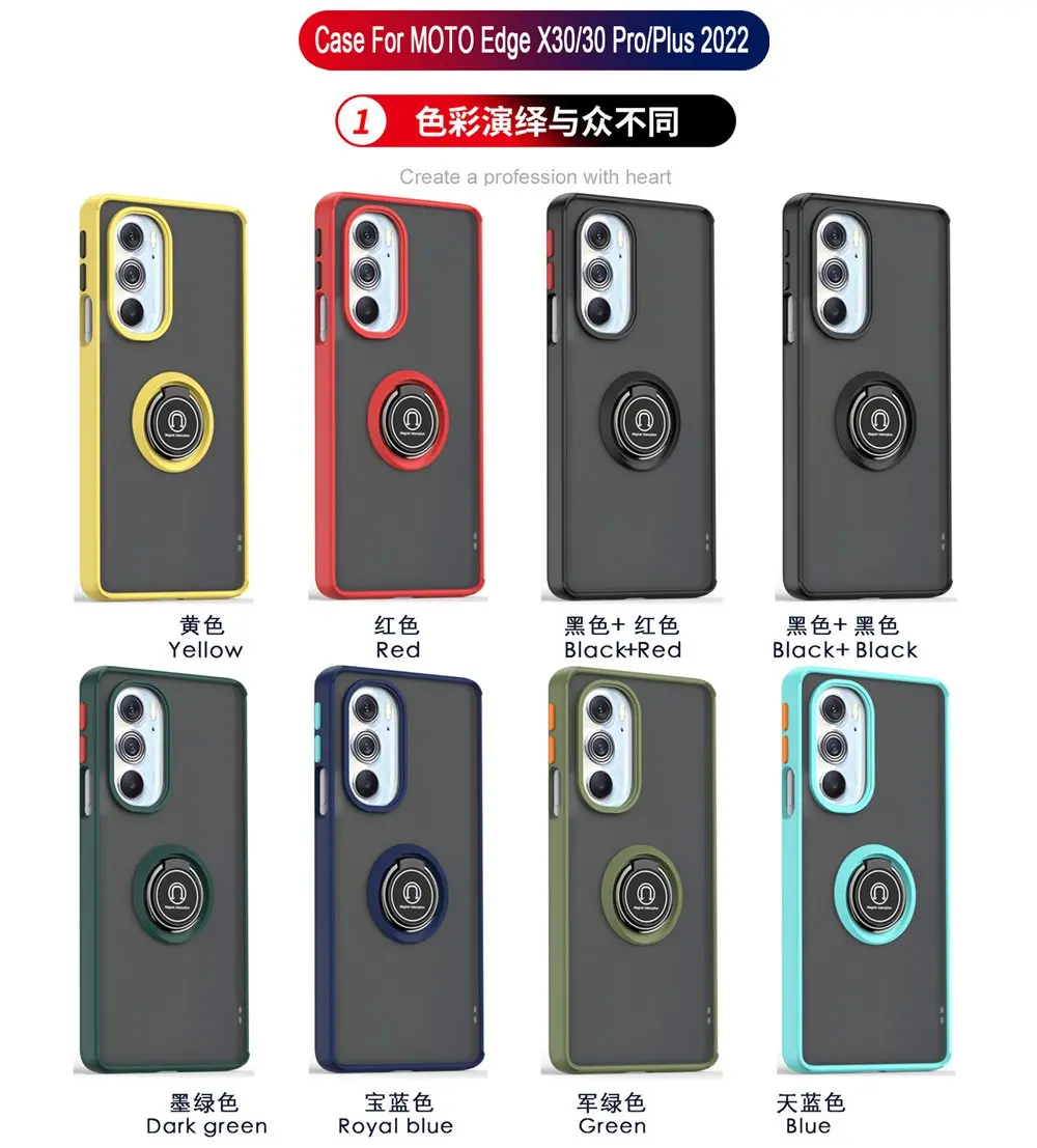 Чехол для Motorola Moto Edge 20 Pro S30 X30 G10 G20 G30 G32 E32 G22 G60S G31 G41 G51 G71 G52 G200 E22 G100, Твердый чехол с кольцом-держателем (art.: 3920bca205ae3) - 3920bca205ae3