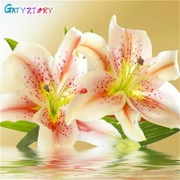 gatyztory diy pictures by number kits flowers painting by numbers girl hand painted paintings art drawing on canvas gift home de