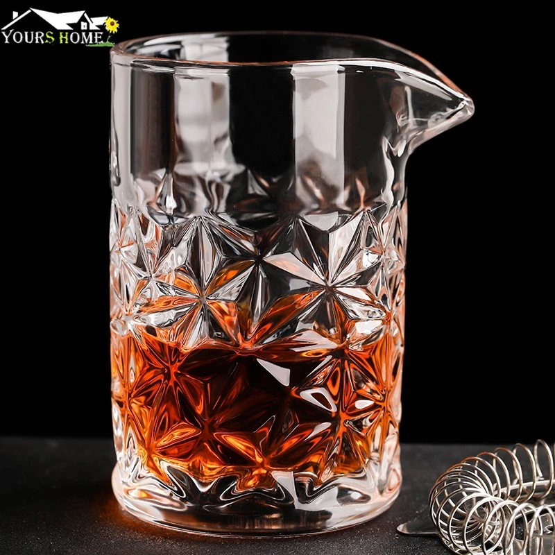 

480ml Rhombus Pattern Japanese Style Crystal Cocktail Mixing Glass Barware