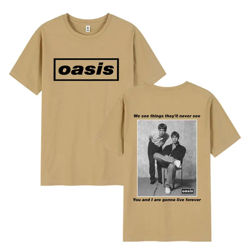 90s Vintage O-Oasis Graphic T-Shirt British Band Hip Hop Short Sleeve T-Shirts Men's Cotton Oversized T Shirt Unisex Streetwear