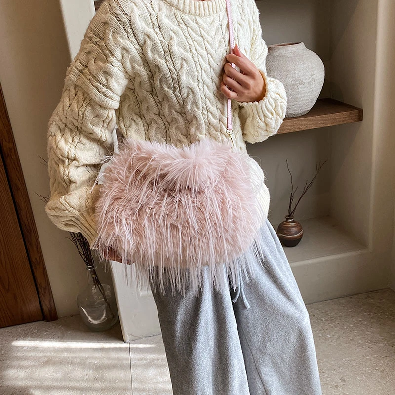 Роскошная дизайнерская дамская сумочка из искусственного меха кошелек 2023 модная