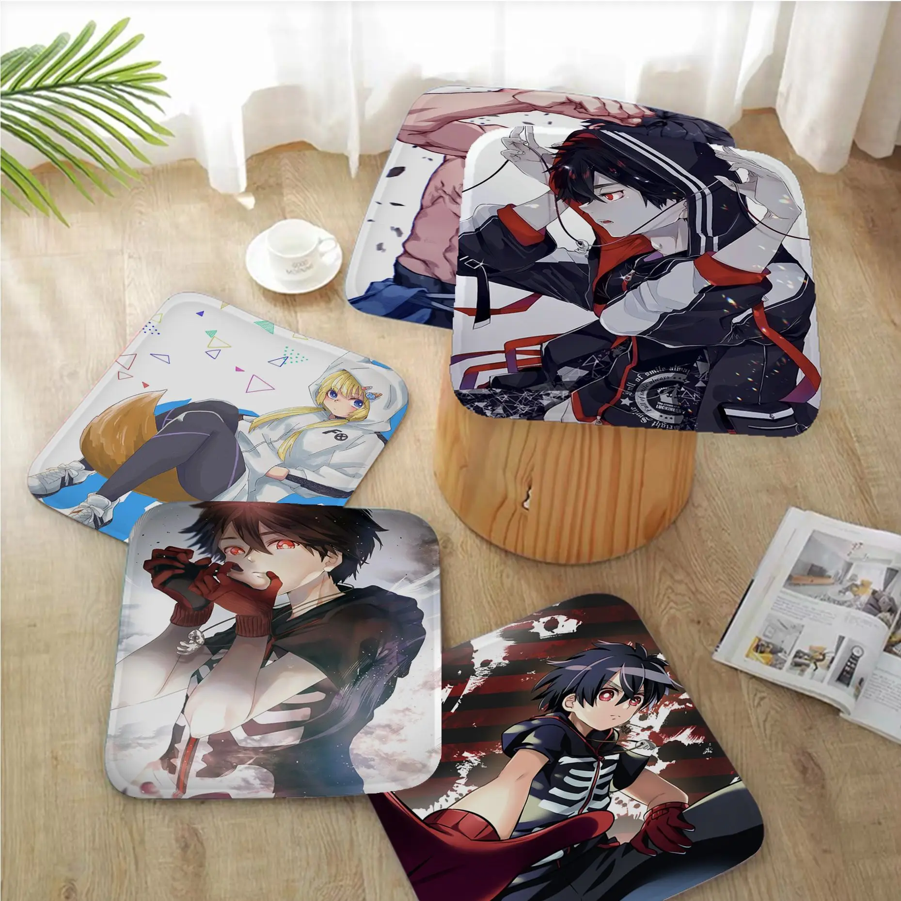 

Kemono Jihen Art Seat Cushion Office Dining Stool Pad Sponge Sofa Mat Non-Slip Sofa Cushion