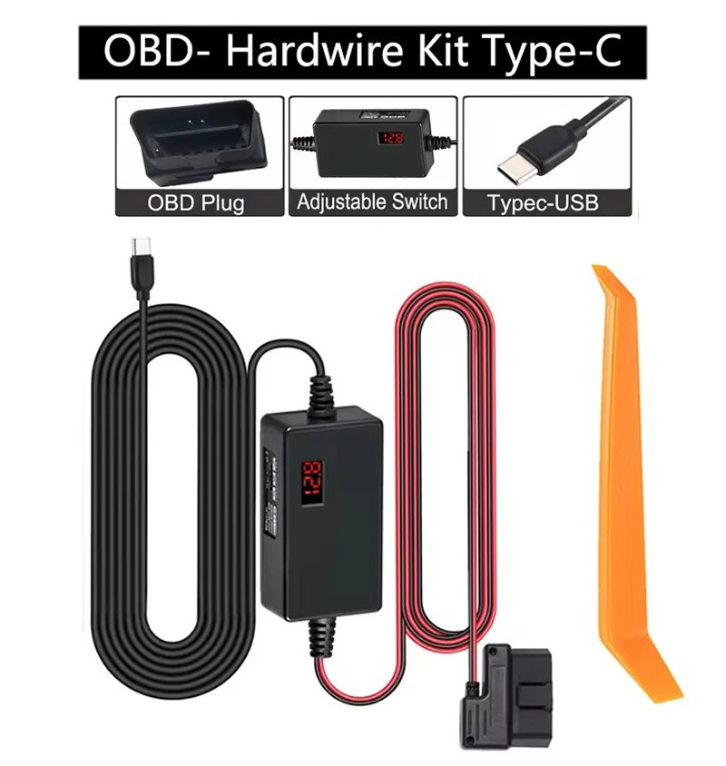Фото Кабель питания REDTIGER для видеорегистратора OBD, USB-C, 3 м, 12В-24В на 5В, с защитой от низкого напряжения №2
