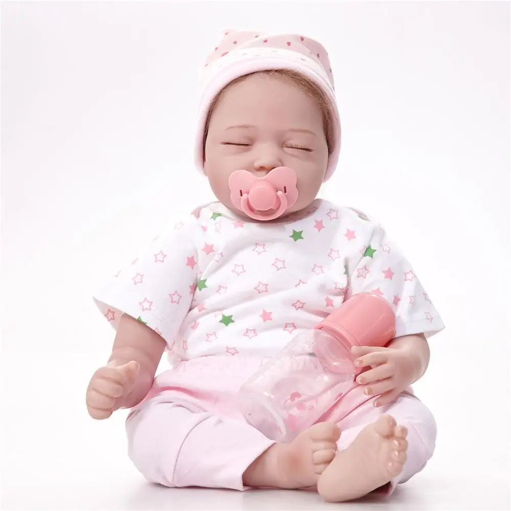 

Lifelike Silicone Vinyl Girl Doll Baby Reborn 22 Inch 55 CM Realistic Sleeping Babies Dolls With Lovely Clothes KidsPlaymate