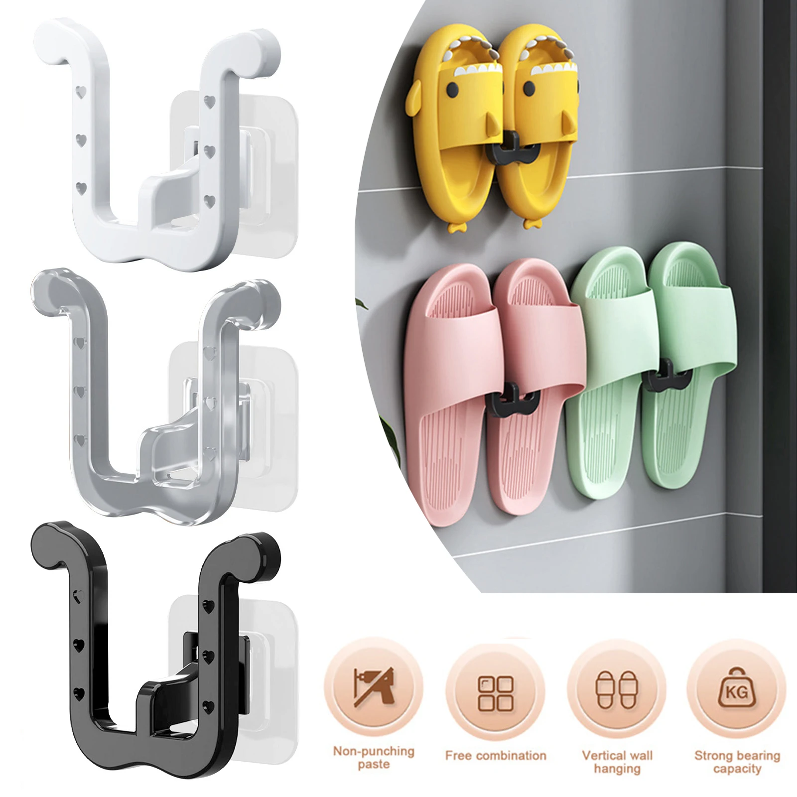 

Free Punch Slipper Racks Bathroom Simple Slipper Hook Shoe Rack Organizer Wall Mounted Bedroom Neat Storage Shoe Drying Rack New