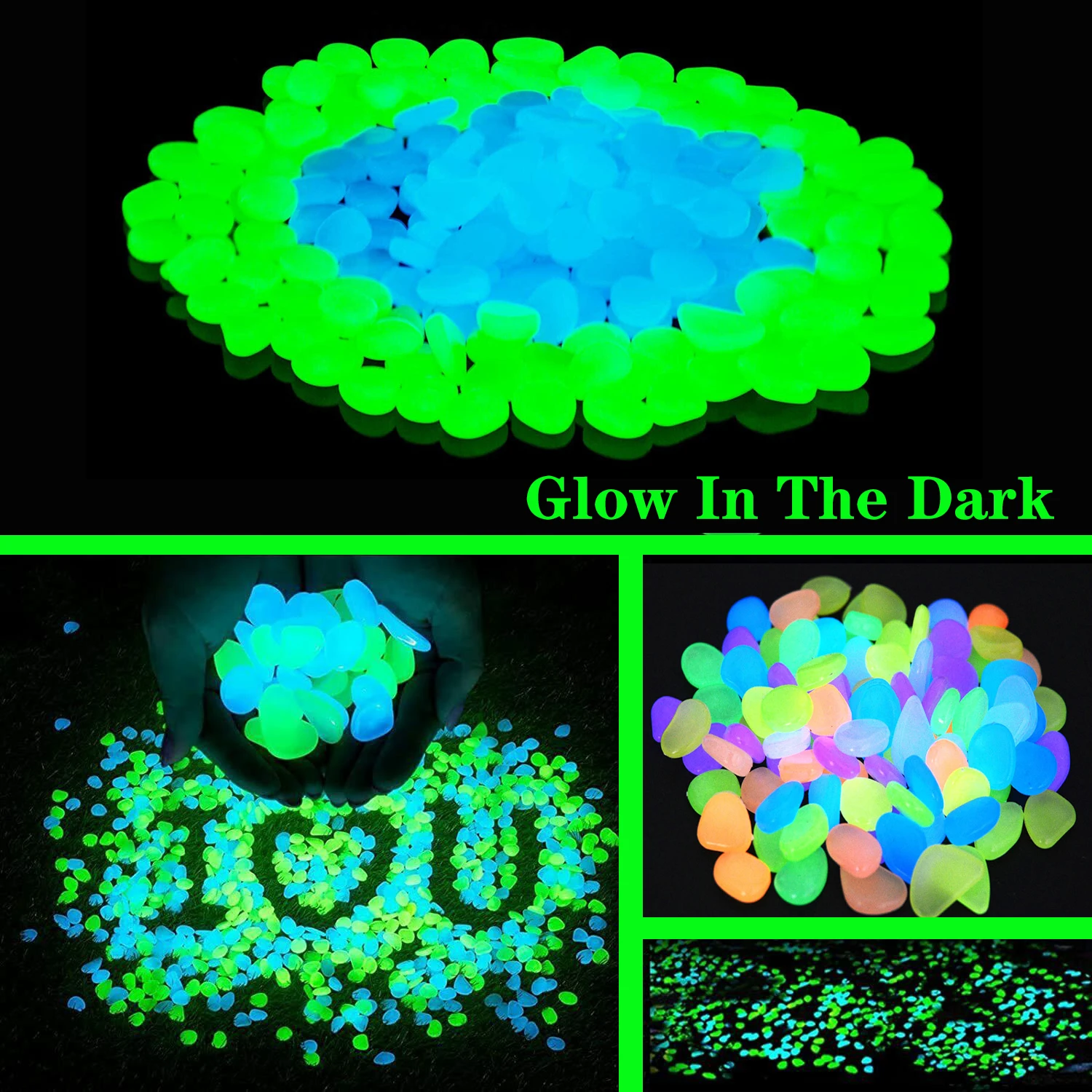 Glow in The Dark Stones Garden Pebbles Rocks Indoor Outdoor Decor Luminous Stone For Walkways Driveway Yard Grass Fish Tank