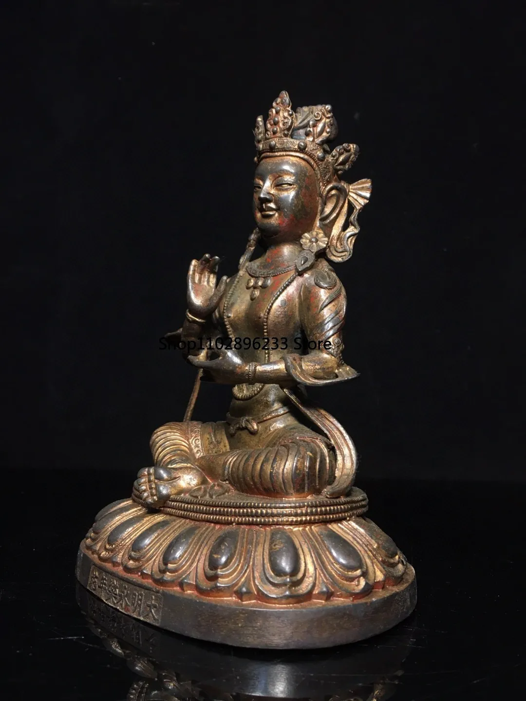 Тибетская латунь киноварь окрашенная грязью золото Будда Майтрейи Тара Гуаньинь