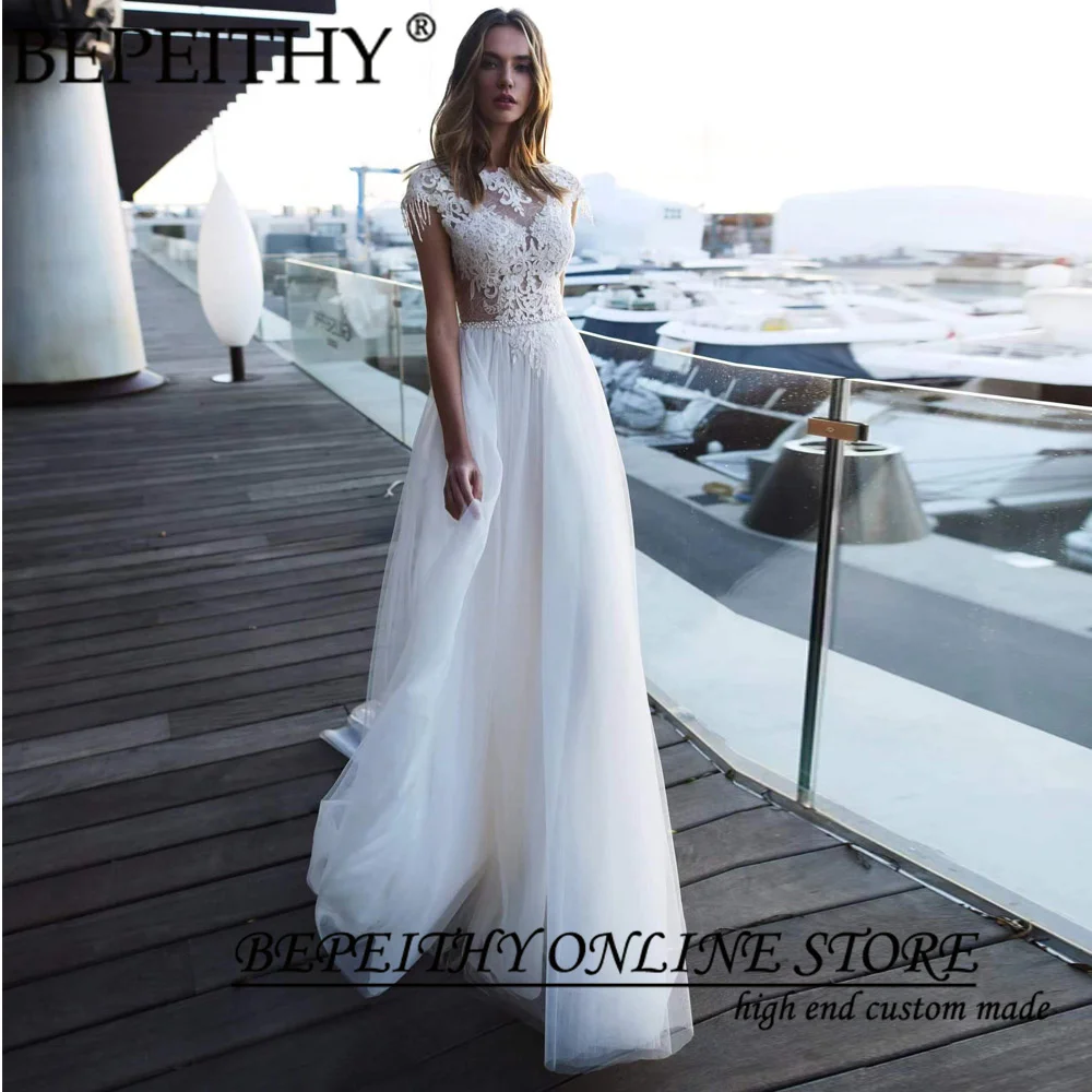 

BEPEITHY Vestido De Festa Longo New Arrival O Neck Appliques A-Line Long Backless Prom Gowns Evening Dresses 2022 Custom Made