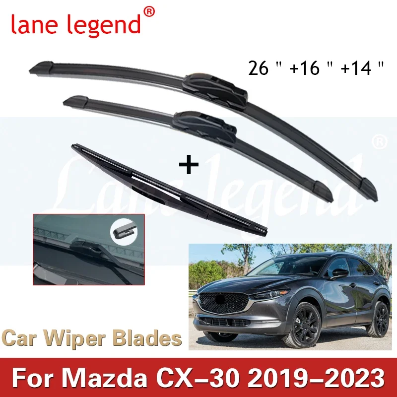 

Автомобильные передние и задние щетки стеклоочистителя для Mazda CX-30 CX30 CX 30 2019-2023, аксессуары для окон ветрового стекла 26 "+ 16" + 14"