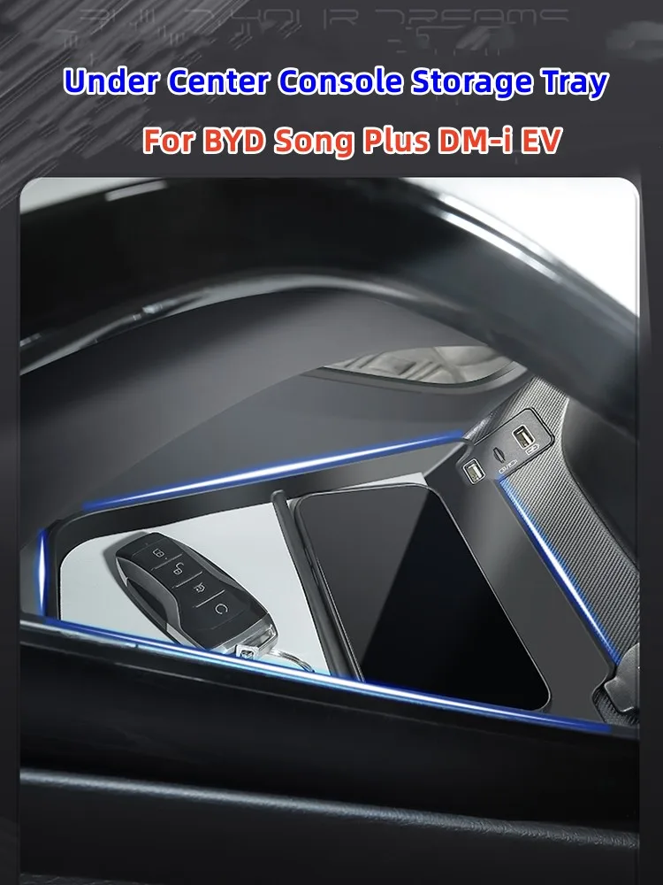 

Under Center Console Storage Box For BYD Song Plus DMi EV 2022 2023 Center Console Organizer Containers Tray Accessories