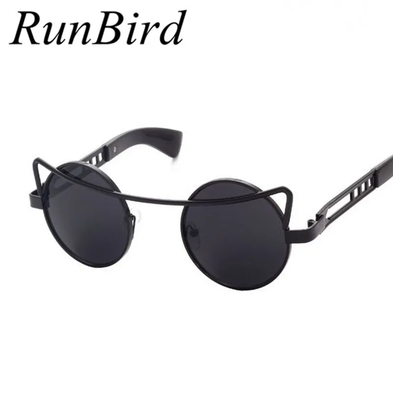 

RunBird Vintage Retro Gothic Steampunk Mirror Cat Eye Sunglasses Women Brand Designer Coating Gafas Oculos De Sol Feminino R046