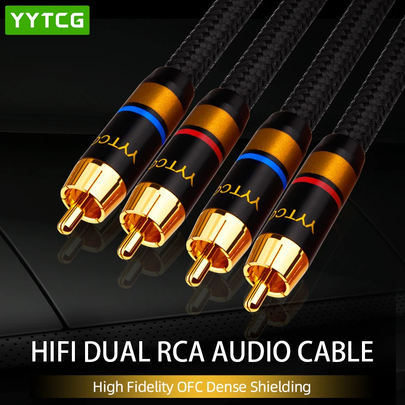 

1 pair 2RCA to 2 RCA Cable Male to Male Audio Cable RCA audio Cable HIFI Stereo 4N OFC for Home Theater DVD Amplifier TV