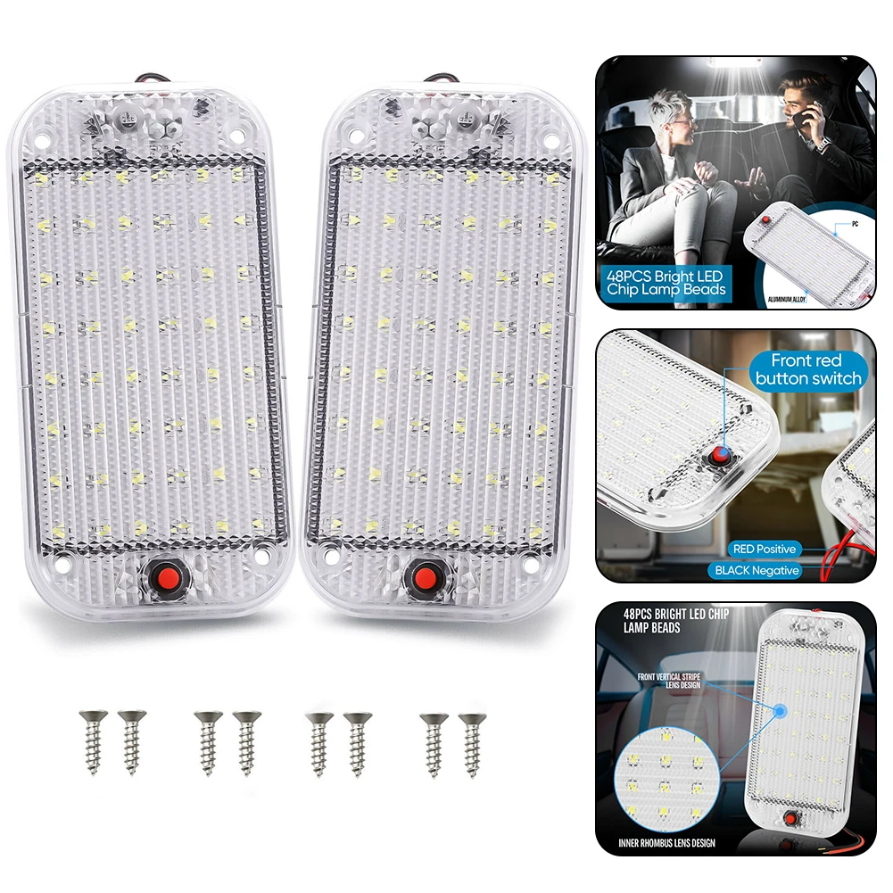 

High Quality Dome Light Roof Light 1 Mode 12V - 85V 2 Pcs Accessories Aluminum Alloy High Brightess Replacements