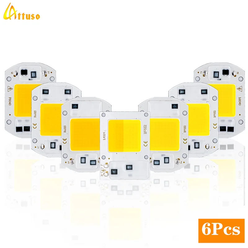 6pcs/lot LED COB Lamp Chip 10W 20W 30W 50W 100W 150W AC110 220V LED Beads DIY For LED Floodlight Spotlight Cold White Warm White