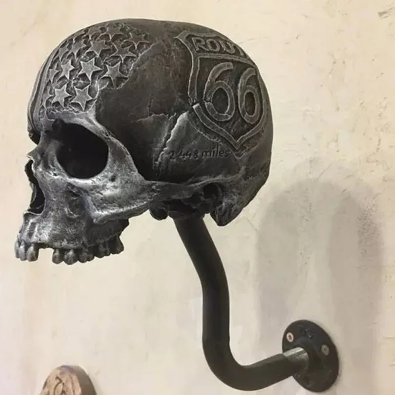 

Motorcycle Skull Helmet Holder Wall Mounted Helmet Stand Hat Holder For Coats Motorcycle Hats Jacket Bags Home Storage WWO