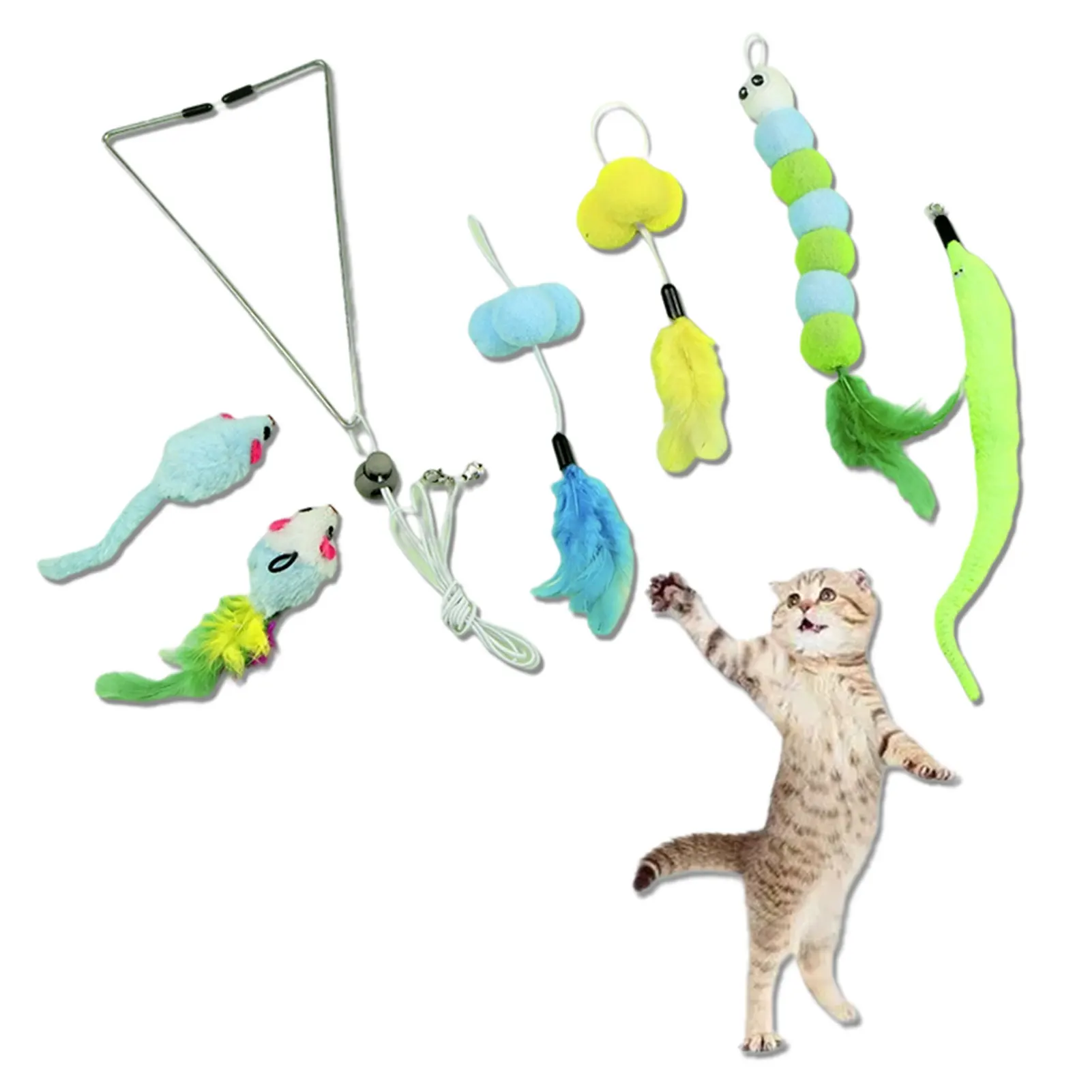 

Cat Feather Toy Hanging Set Cat Toys For Indoor Cats Cat Feather Toys Teaser Supplies Interactive Cat Toy Kitten Toys To Play