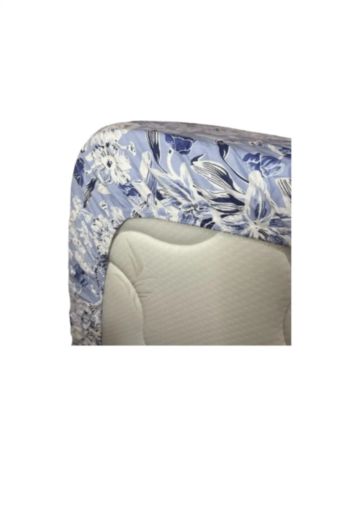 

Cotton Çiftkişilik Fitted Sheets Blue White Flower Pattern 160x200 Double Set Bedsheet & Bed sheet