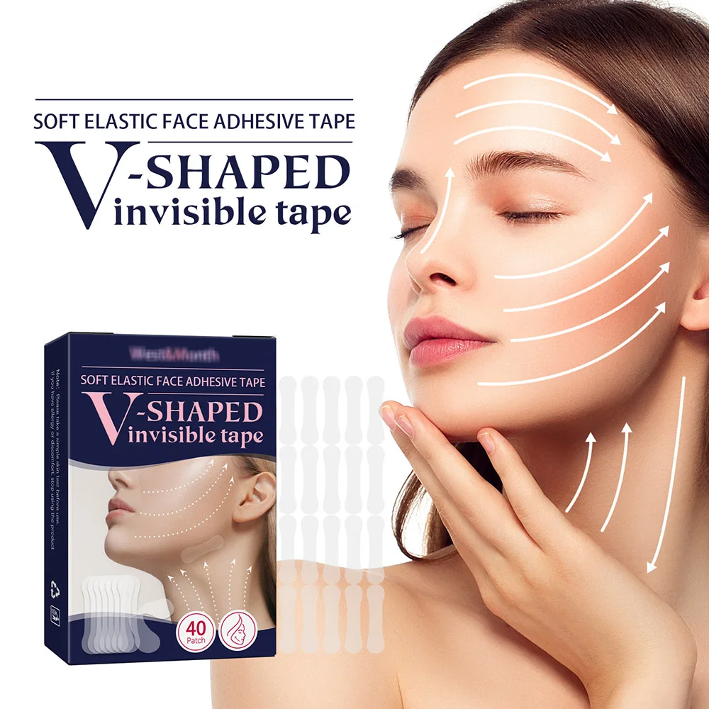 

40Pcs Facial Lifting Patch Shaping Lifting Sticker Soft Elastic Face Adhesive Tape Firm Chin V-shaped Facial Skin Care Face-lift
