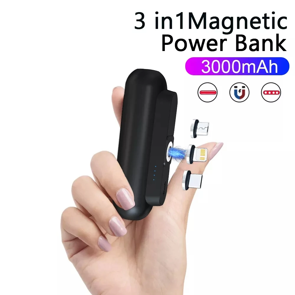 

Magnetic Power Bank 3000mAh Mini Magnet Portable Charger PowerBank For iPhone Samsung Xiaomi Huawei External Battery Power Banks