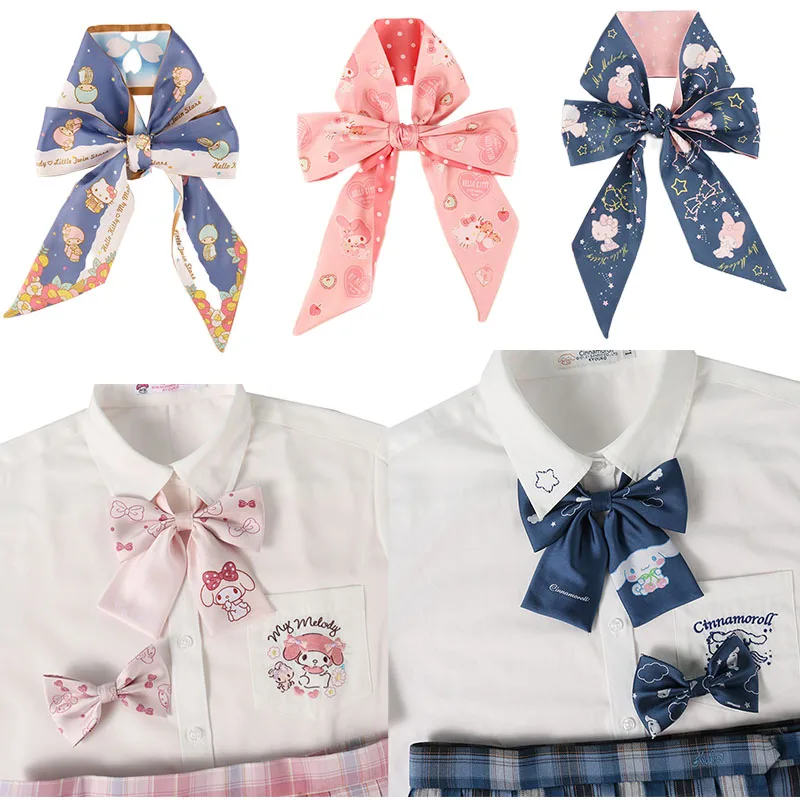 

Kuromi My Melody Cinnamoroll HelloKittys Kawaii Sanrioed Shirt Bow Tie Cartoon College Style JK Bow Accessories Gifts for Girls