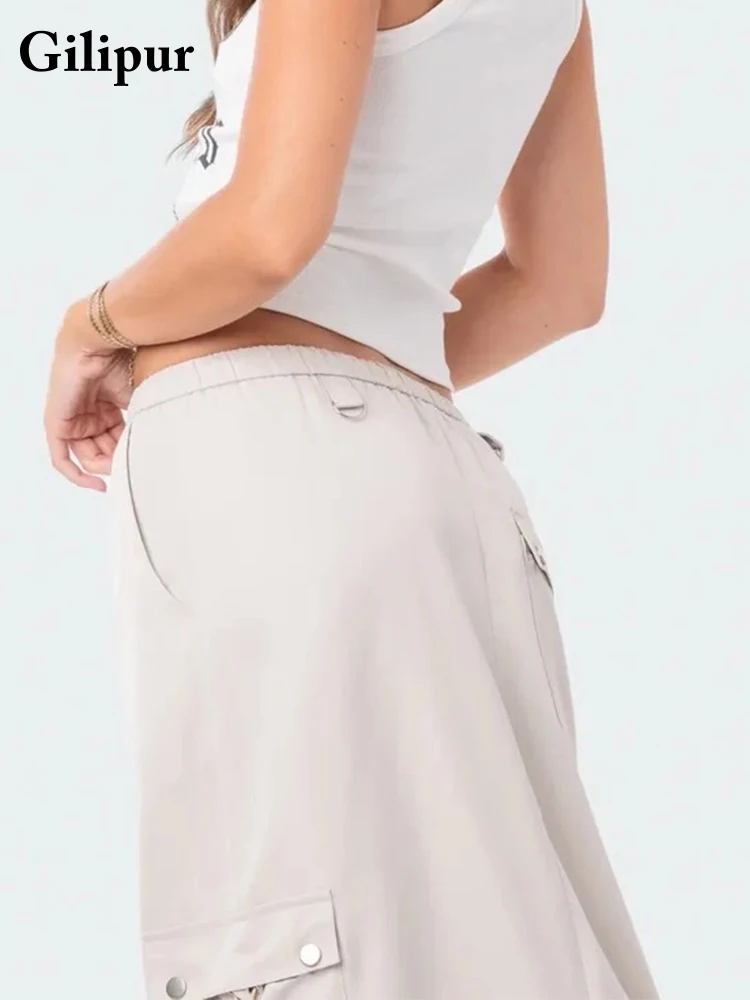 Винтажная Женская Повседневная Длинная юбка макси модная эстетичная уличная