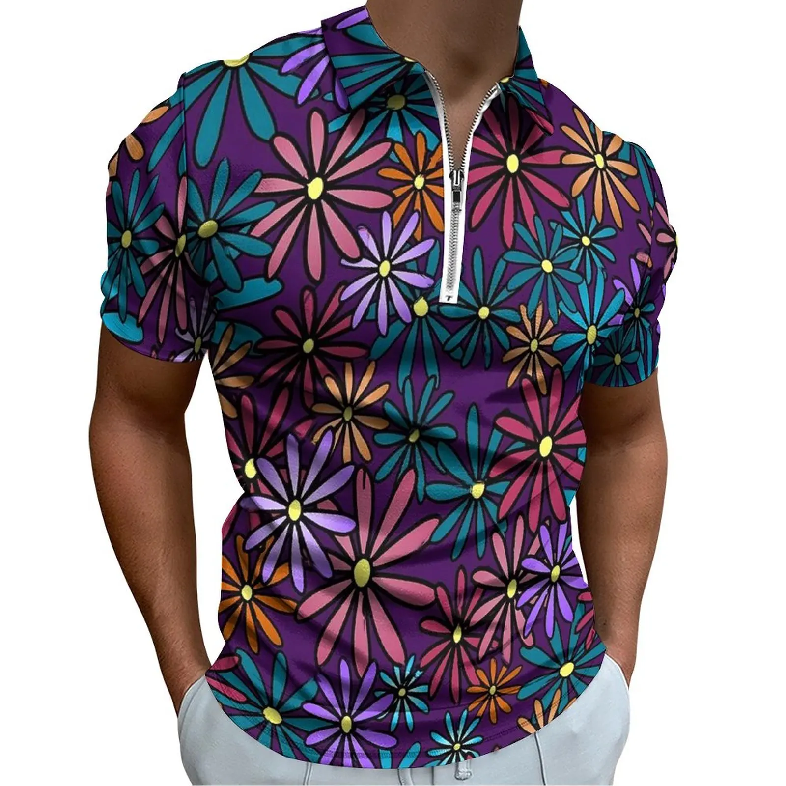

Ditsy Floral Casual T-Shirts Flower Print Polo Shirts Street Style Shirt Daily Short Sleeve Design Clothing Big Size 4XL 5XL