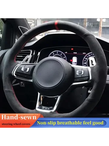 Чехол на руль автомобиля, оплетка из замши для Volkswagen Golf 7 GTI Golf R MK7 VW Polo GTI Scirocco 2015 2016, автомобильные аксессуары