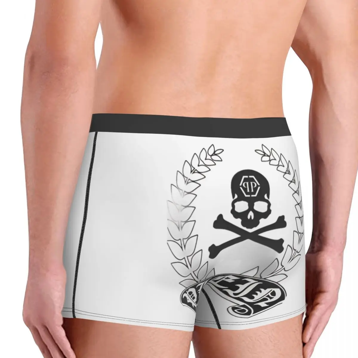 Men Philipps Pleining White Underwear Novelty Boxer Briefs Shorts Panties Homme Mid Waist Underpants