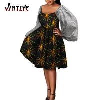 african women boubou lartern sleeve african dresses for women summer fashion robe africaine dashiki party dress boat neck wy1896
