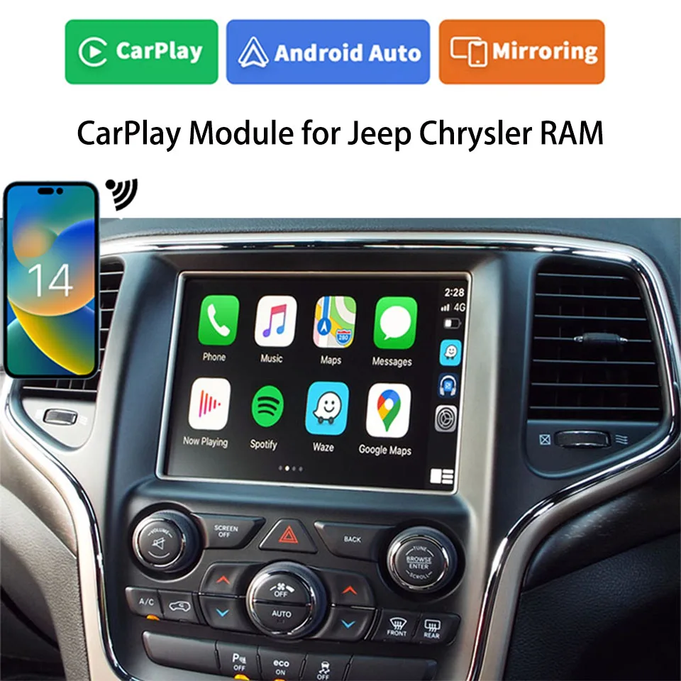 

iCarPlay Android Auto Apple SmartPhone CarPlay Upgrade Module for Jeep Chrysler Dodge RAM Fiat U-connect System Car Play