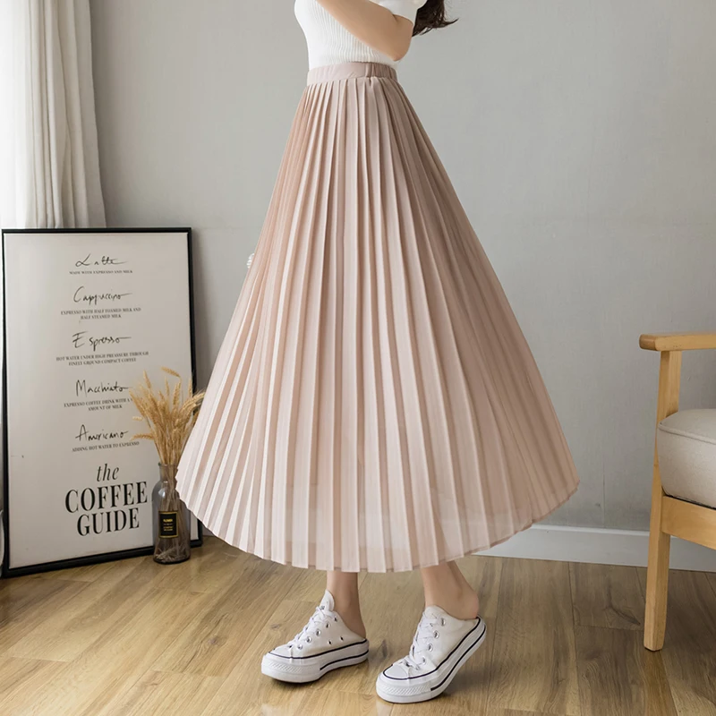 

Летняя шифоновая плиссированная юбка А-силуэта, юбка средней длины 667i, 323-11