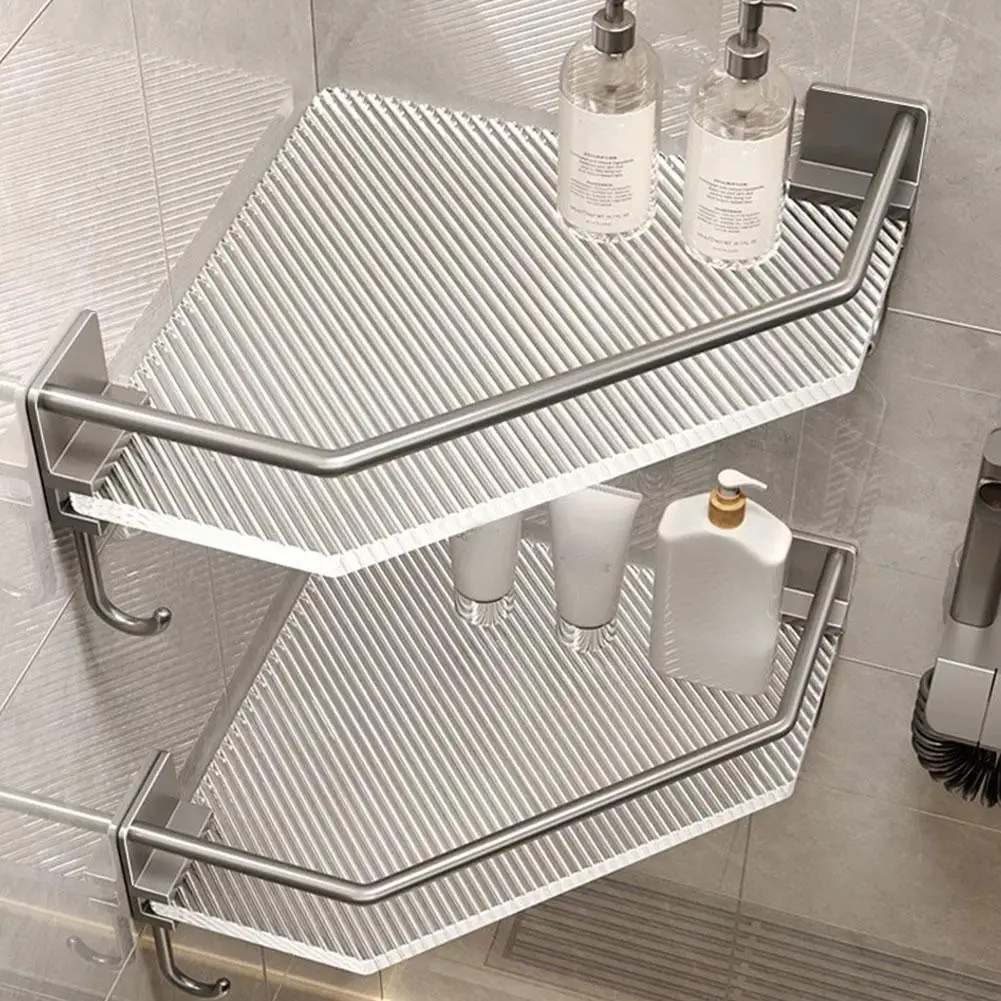 Настенная угловая полка для хранения шампуня ванной комнаты