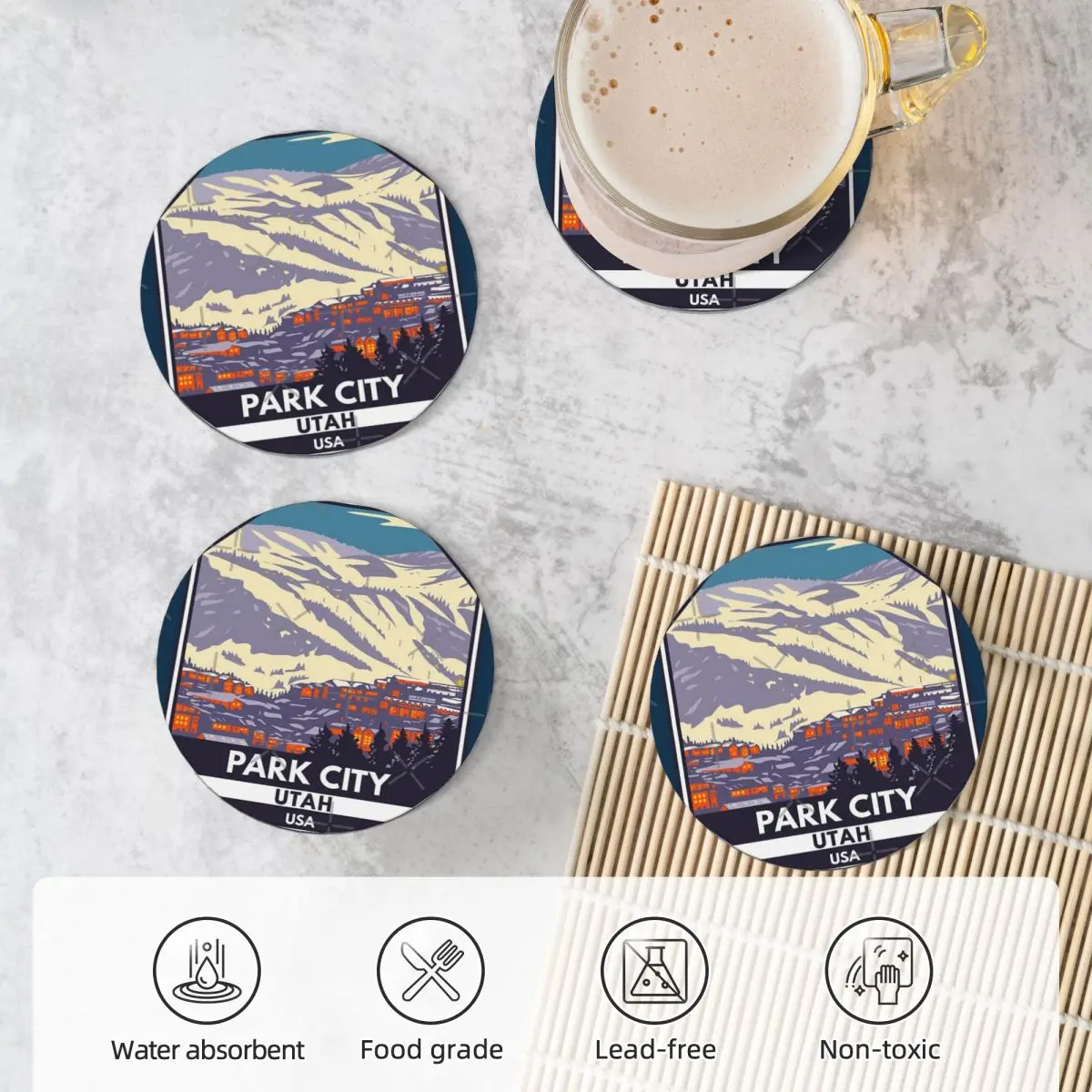 Park City Юта Зимний курорт Керамические подставки для кухонного бара (4 шт. в