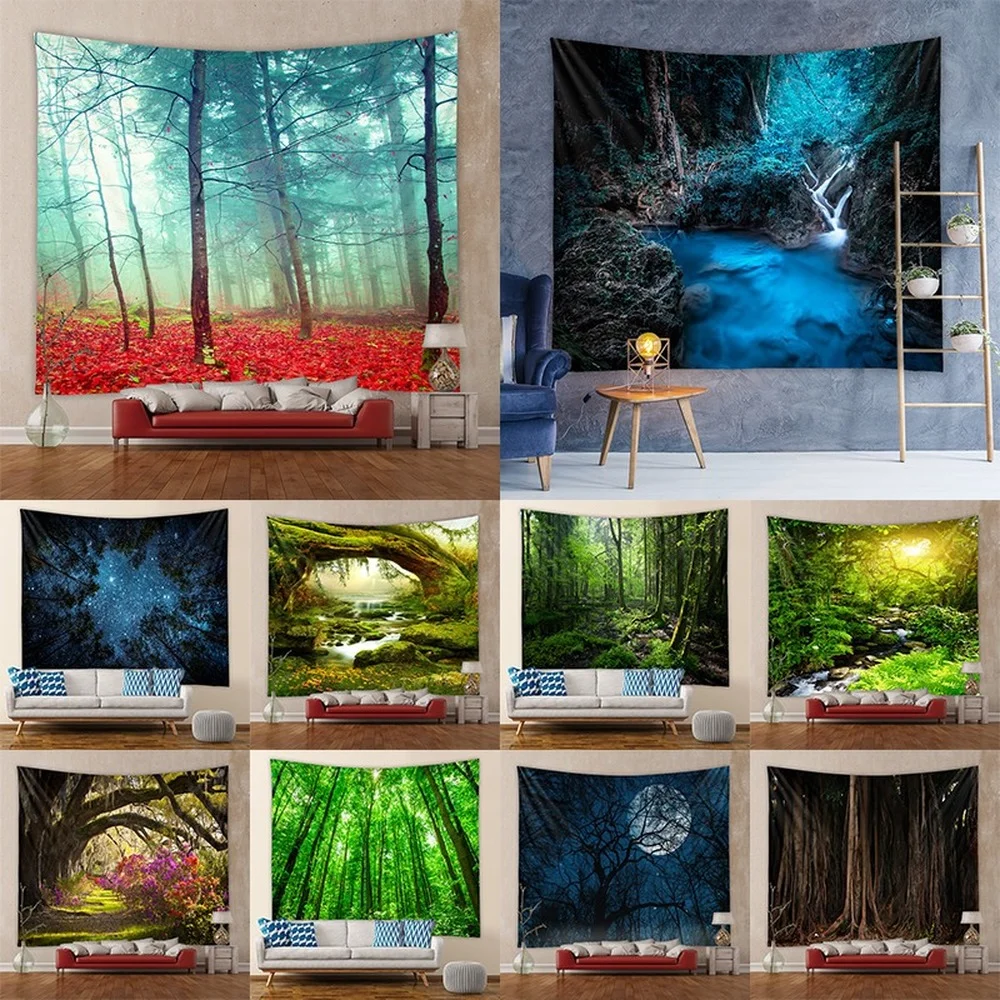 

Forest Tapestry on the Wall Room Decoration Mandala Large Fabric Bohemia Hanging Bedroom Funny Aesthetic Decor Home Hippie